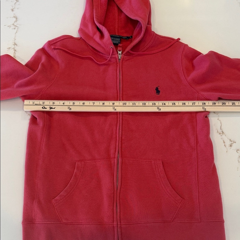 Ralph Lauren Sport Zip Up Hoodie Coral Cotton Sweatshirt Women’s Large - Picture 4 of 5